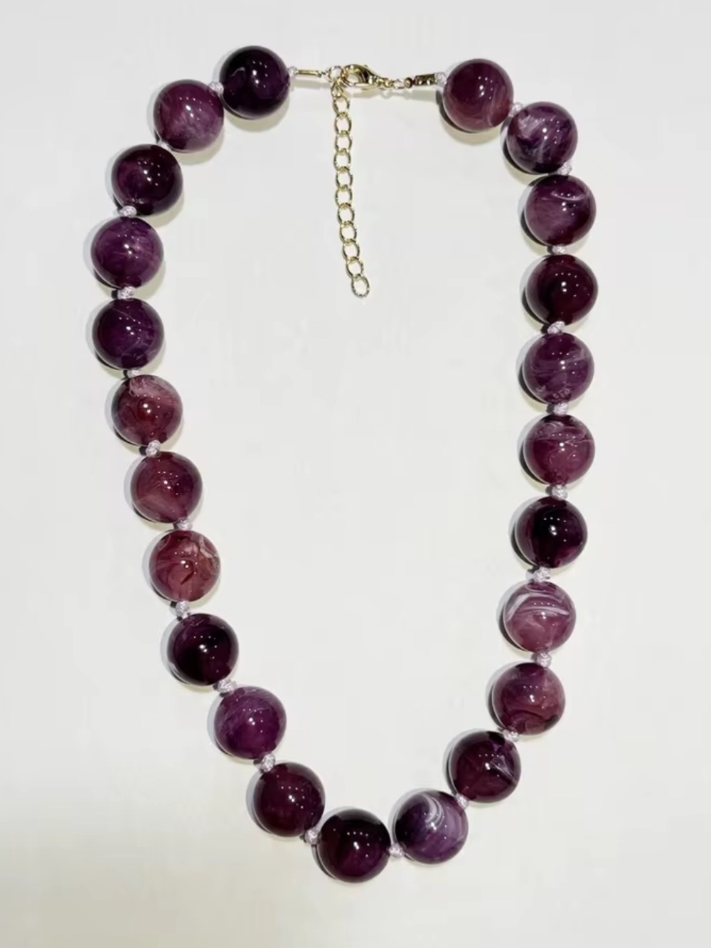 Purple Acrylic Trendy Beaded Necklace
